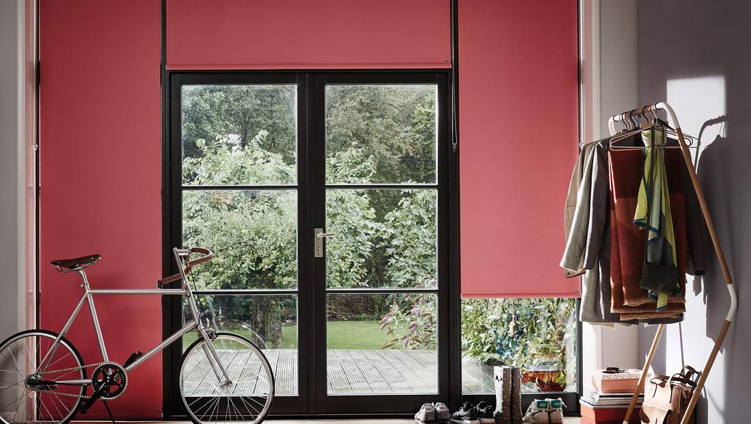 Red roller blinds